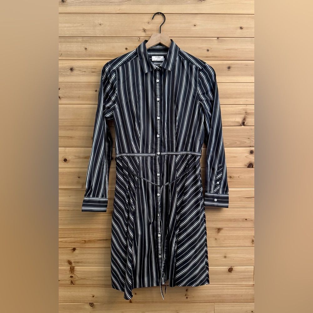 Untuckit For Her Size 8/Medium Willow Black White Stripe Long Sleeve Shirt Dress